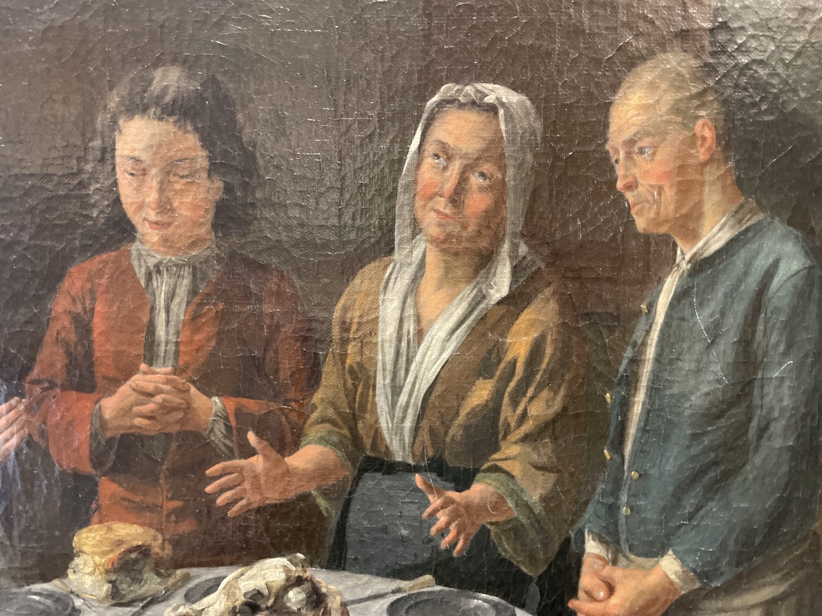 Jan Jozef Horemans il Vecchio ( Anversa 1682 - 1759 )  olio su prima tela con cornice coeva  “ -photo-3