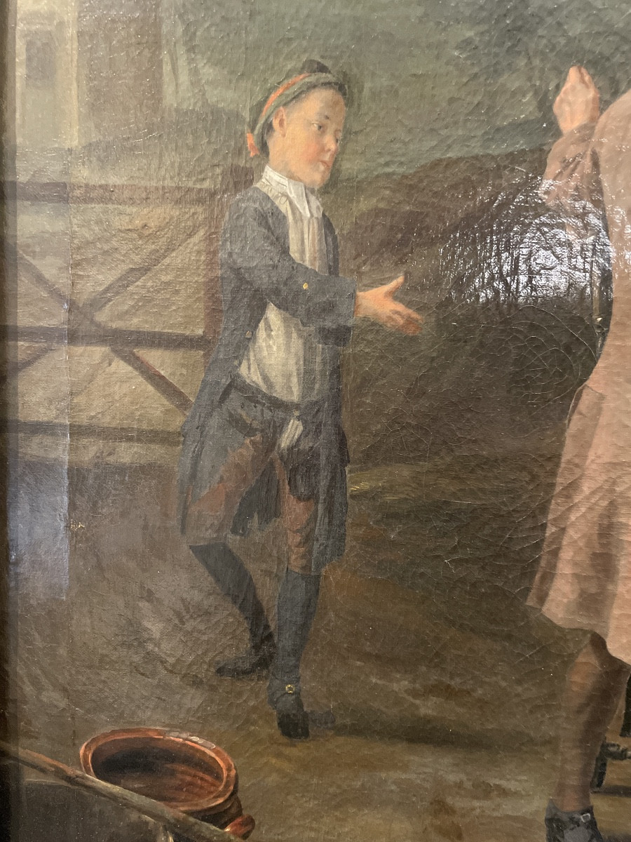 Jan Jozef Horemans il Vecchio ( Anversa 1682 - 1759 )  olio su prima tela con cornice coeva  “ -photo-4