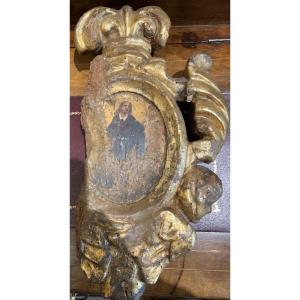 Armoiries en bois peint recto verso de polychromies d'or pur, XVIIe siècle