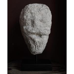 Celtic Bearded Limestone Head On Stand