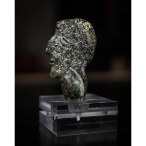 Sumerian Steatite Profile Bust Of A Bearded Man