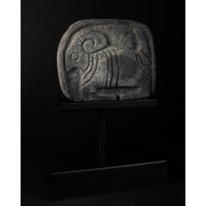 Sabaean Stone Plaque Depicting A Ram, With Inscription On Reverse, On Stand