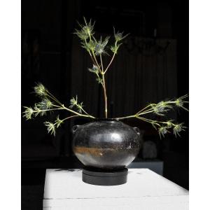 Large Black Attic Earthenware Vessel With Double Handle