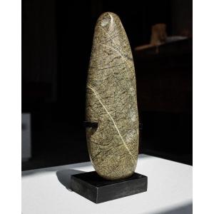 Serpentine Stone Axe Head On A Base