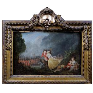 Soldiers' Entertainment By Nicolas Lavreince (1737 - 1807) Dim. 22 X 35 Cm
