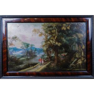 Lively Riverside Landscape (58 X 92 Cm) Follower Of Gillis II Van Coninxloo (1544-1607)