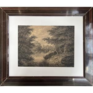 Black Stone Drawing On Paper, Signed And Dated Lower Right 