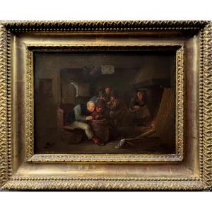 Egbert Van Heemskerck (1634 - 1704) Smokers And Card Players In A Tavern 27 X 36 Cm