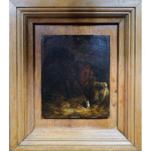 Draft Horse At The Stable (38 X 30 Cm) By Gustave Colsoulle