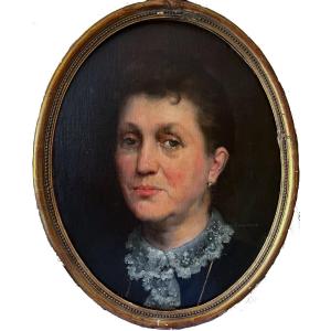 Louis Van De Velde (born In Lille, 1872) Portrait Of The Artist’s Mother 44.5 X 35 Cm