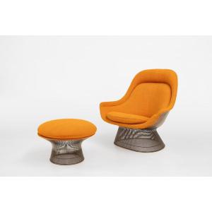 Model 1705 Easy Chair And Ottoman Set By Warren Platner For Knoll, 1966, Set Of 2