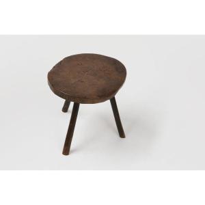 19th Century French Oak Carved Brutal Primitive Tripod Stool