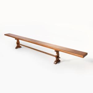 Extra-long Monastery Bench In Solid Elm Wood, France 1850