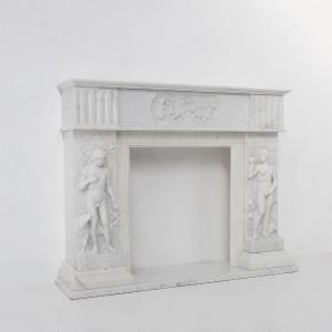 French Carrara Marble Fireplace With Adam And Eve Decor