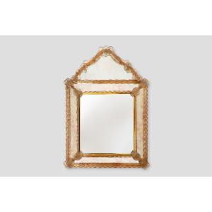      Rare Large Venetian Mirror In Murano Glass By Art Venitien, Campanile Model