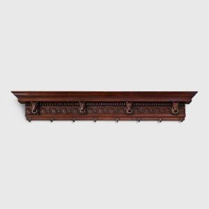 Large 18th Century Hand-carved Solid Oak Gothic Coat Rack, France