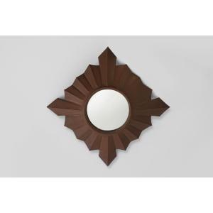      Art Deco Sunburst Mirror In Red Copper, France 1920s