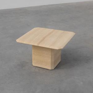      Mid-century Square Travertine Coffee Or Side Table, Italy, 1960s