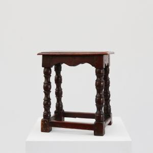 19th Century Oak Rectangular Joint Stool Or Table With Turned Legs, France Ca. 1820