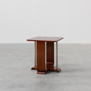 Art Deco Square Oak Veneer Side Table, France Circa 1925