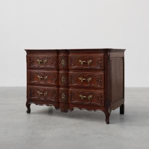 Louis XV Style Oak Chest Of Drawers, Handmade In France, 18th Century