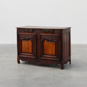 Rare French Provincial Carved Armoire Or Sideboard With A Beautiful Patina, Dated 1841