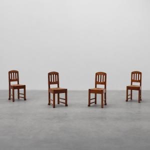 Set Of 4 Art Deco Dining Chairs, Early 1915, Belgium