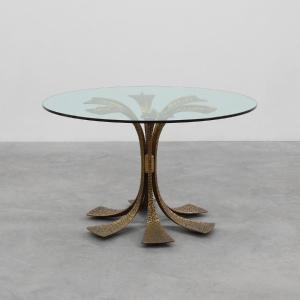 Hammered Bronze Table By Luciano Frigerio For Frigerio Di Desio, Italy Ca. 1970