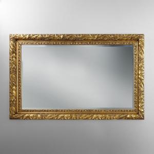 Large Rustic French Baroque Wall Mirror In Oak, Circa 1850