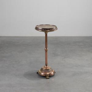 Art Deco Side Table By Daalderop In Red And Yellow Copper, Netherlands, 1900s