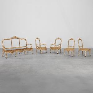 Original Louis XV Suite From The Early 19th Century In Carved Wood, France