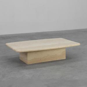 Sculptural Coffee Table In Organic Travertine, France, 1980s
