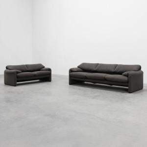 Cassina 2 And 3 Seater Sofa Set By Vico Magistretti, Italy, 1990