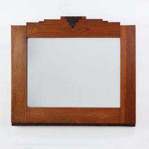 Solid Oak Mirror In The Amsterdam School Style, Netherlands, Circa 1915