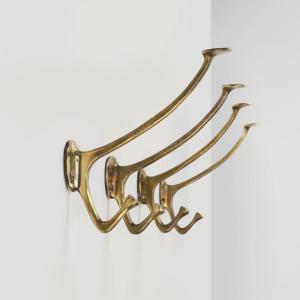 Set Of 4 Art Nouveau Brass Wall Hooks By Adolf Loos, Vienna, Austria, Circa 1910