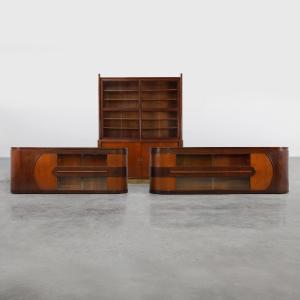 Set Of 2 Art Deco Counters And A Piece Of Furniture Attributed To De Coene, Belgium, 1920s