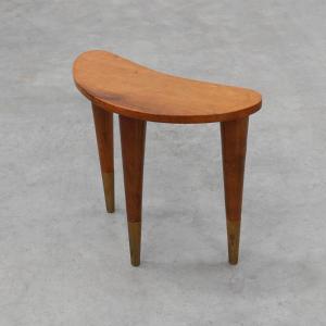 Small Wood And Brass Table Stamped