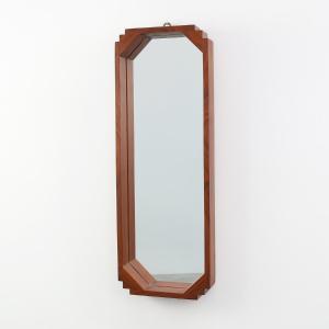 Octagonal Geometric Art Deco Wooden Mirror, Italy Circa 1925