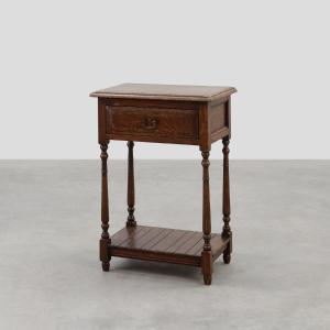 Small Rustic Oak Chest Of Drawers Or Bedside Table, France, 19th Century