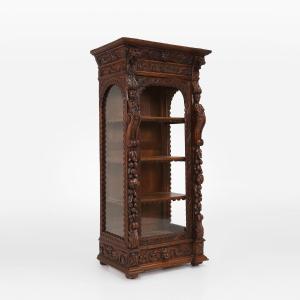 Baroque-style Oak Display Case, Belgium, 1950s
