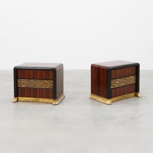 Rare Set Of Bedside Tables By Luciano Frigerio