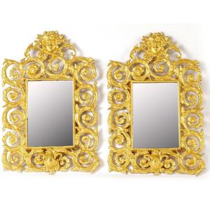 Pair Of Napoleon III Style Bronze Mirrors Late 19th Century