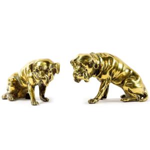 Pair Of 19th Century Bronze Dogs