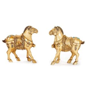 Chinese Carved Ivory Horses 