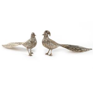 Pair Of Silver Pheasants , 20th Century
