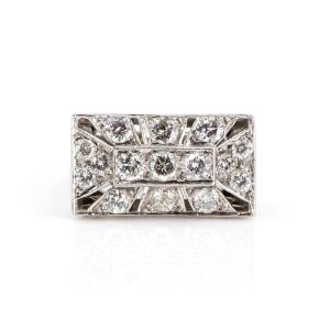 18k White Gold Art Deco Ring Set With 2.5 Ct Diamonds