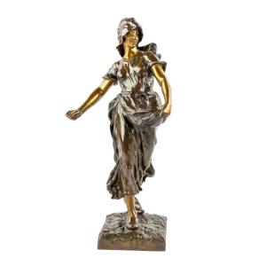 Bronze Sculpture "the Sower" Signed Hans Schörk