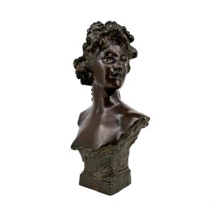 Bronze Bust Of A Young Woman, Jef Lambeaux (1852-1908)