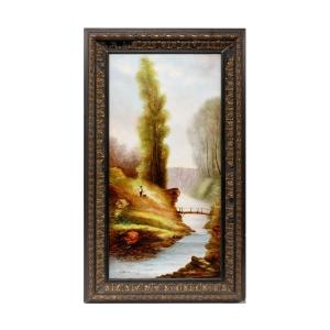Large 19th Century Painted Porcelain Plaque