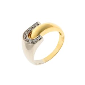 14ct White And Yellow Gold Ring With Diamonds